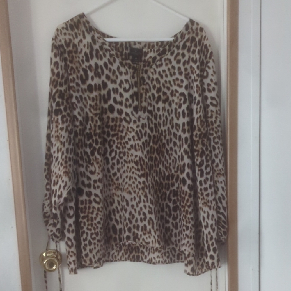 Leopard Print Long Sleeve Blouse